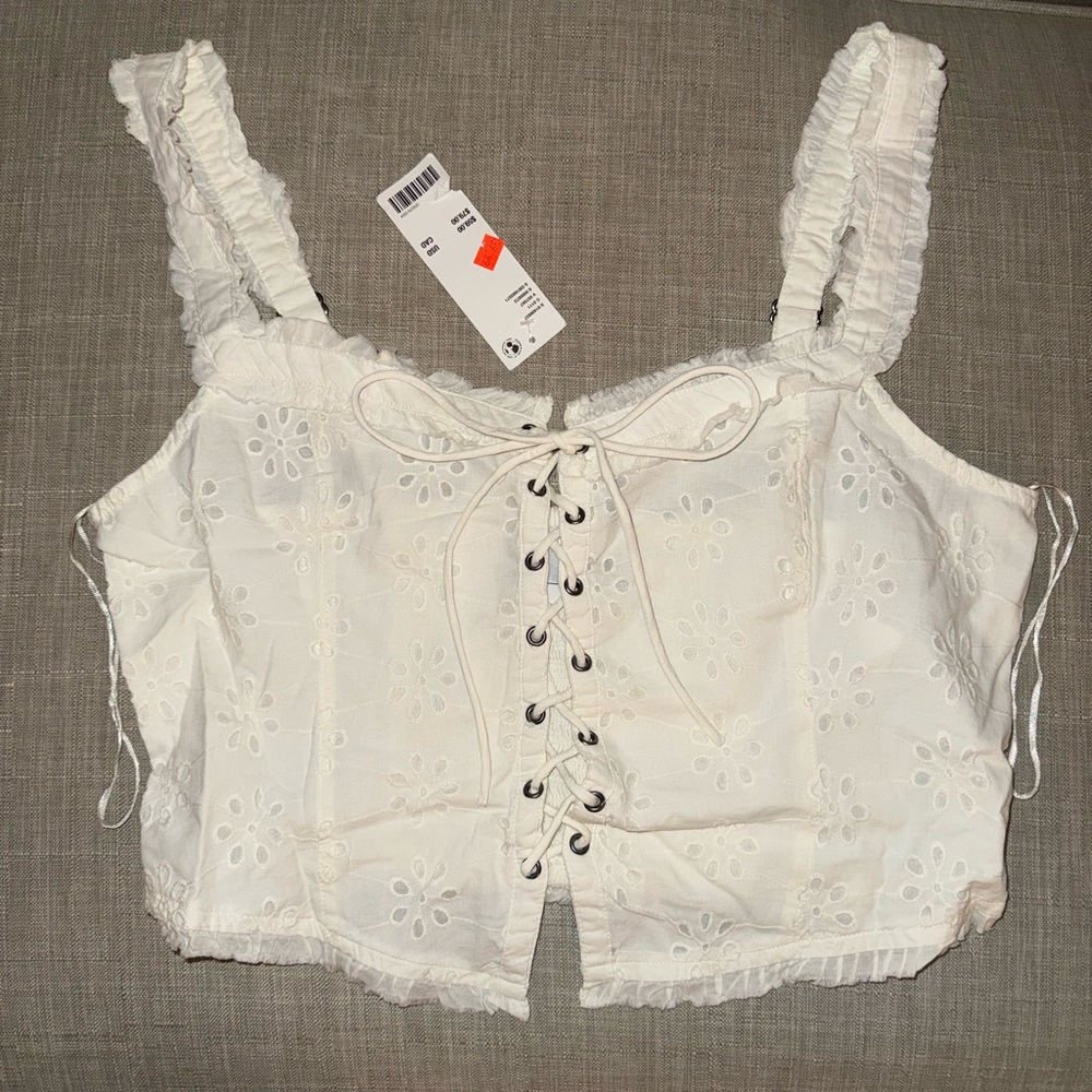 Urban Outfitters White Lace-Up Top